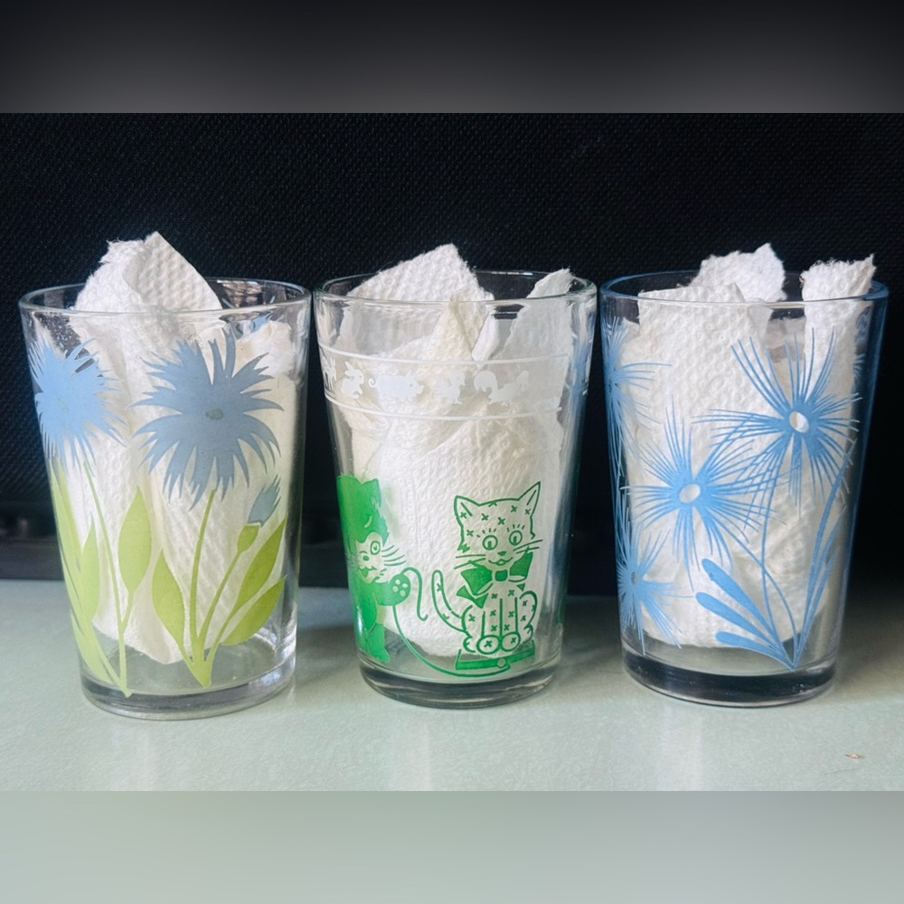 3 1950’s Swanky Swig Juice Glasses from Kraft Cheese